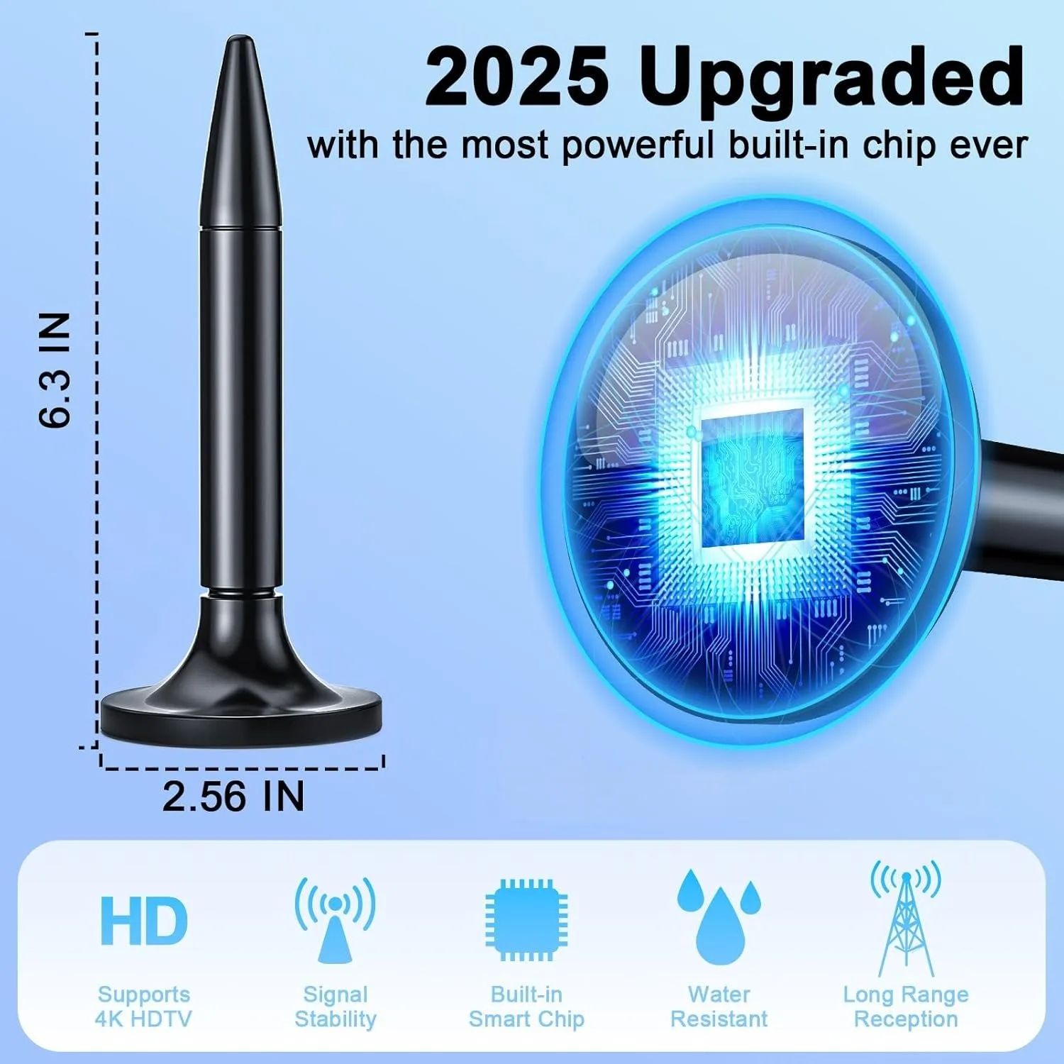 هوائي تلفزيون داخلي مع معزز للإشارة - هوائي رقمي عالي الدقة طويل المدى للتلفزيونات الذكية والأكبر سنا، يدعم القنوات المحلية، 4K 1080p