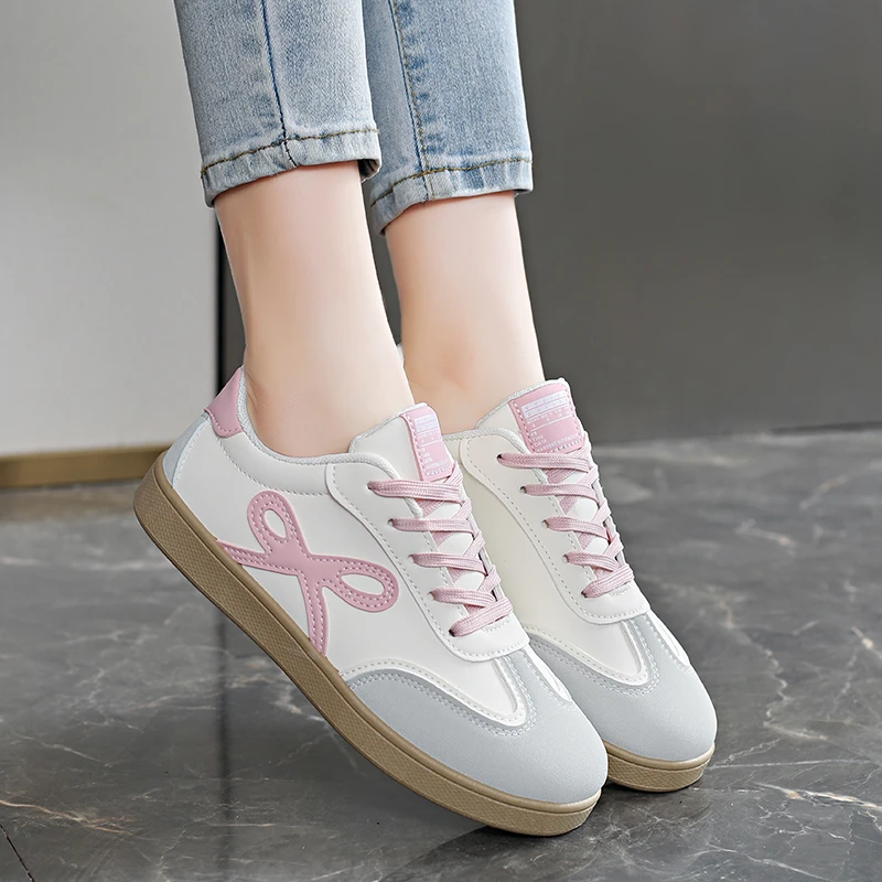 

Women's Classic Casual Sneakers — Lightweight, Breathable, and Flat — Lace-up Outdoor Jogging Shoes & Cute Vulcanized Footwear