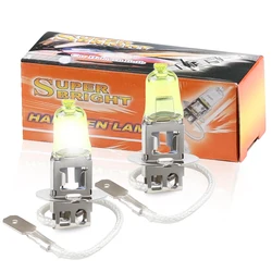 2pcs H3 55W 12V 3000K Fog Lights Halogen Bulb High Power  Gold Yellow Car Headlight Lamp Car Light Source parking auto