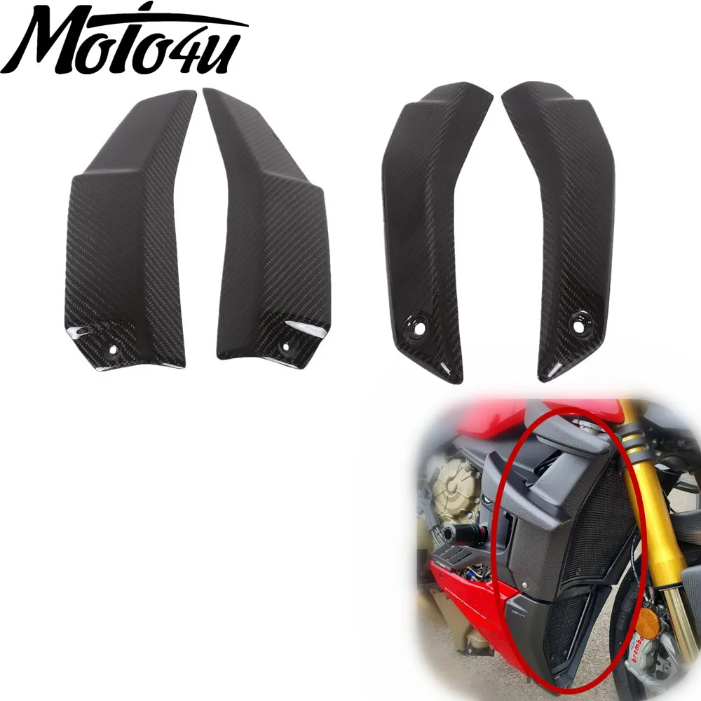 For Ducati Streetfighter V4 V4S 2020 2021 100% Full Carbon Fiber Radiator Guards Covers Motorcycle Body Fairing Kit Parts
