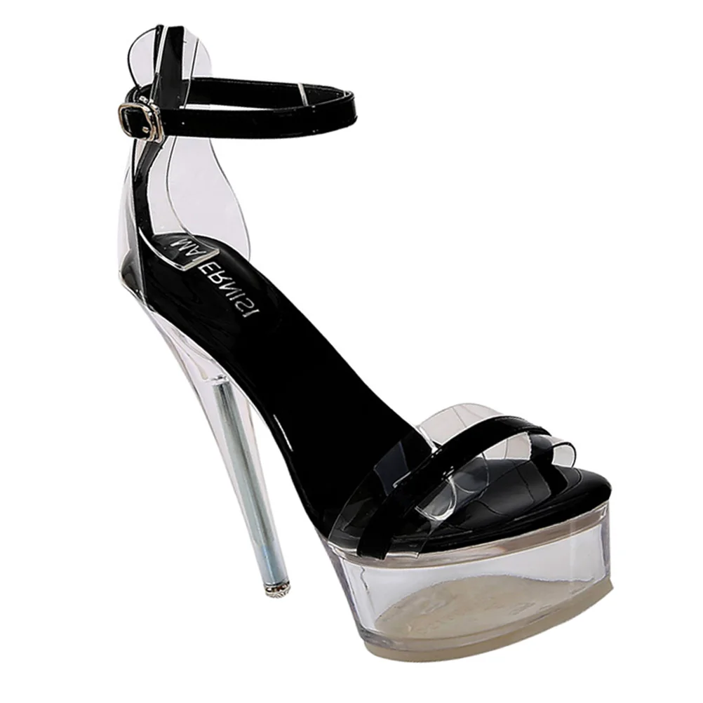 

Босоножки на высоком каблуке с кристаллами, прозрачная обувь для вечеринок и ночного клуба, непромокаемая обувь на каблуке на платформе, модная обувь на высоком каблуке