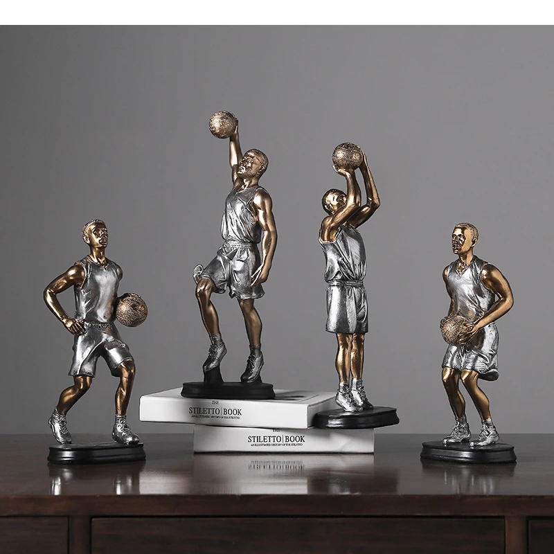Basketball Player Statue Decoration Resin Crafts Simulation Character Sculpture Home Living Room Decorative Art Small