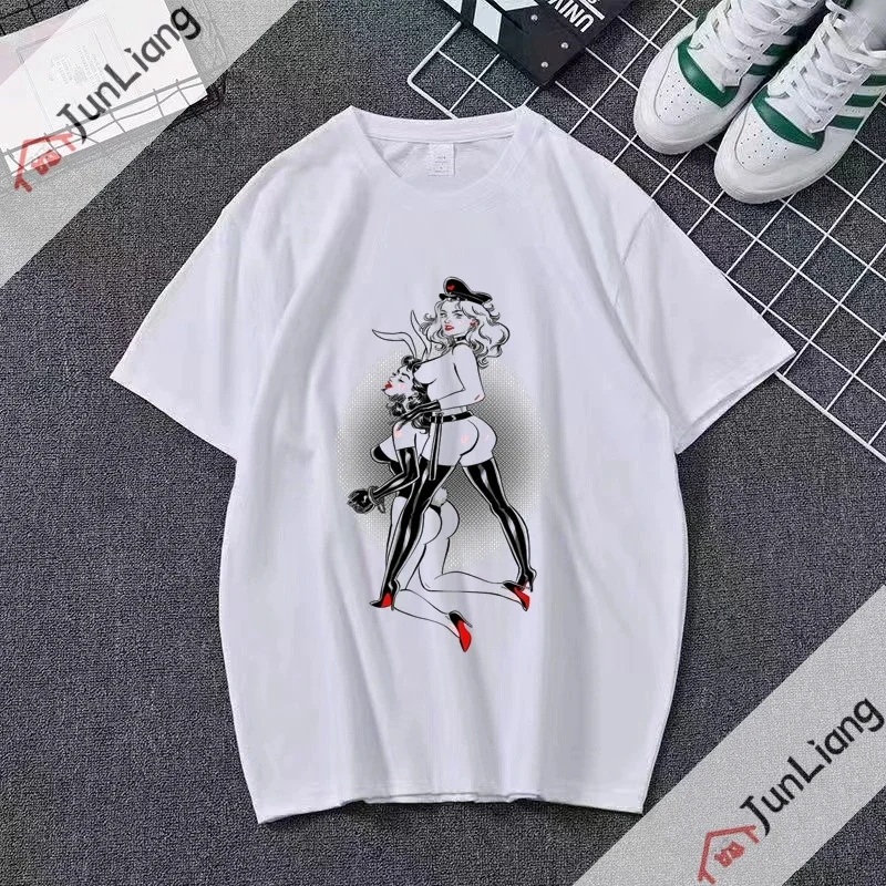 New Hengtai Waifu Lustful Sexy Predecessors Ahegao Otaku Printed T-shirt Female Male Summer Youth Trend Loose T-shirt Male