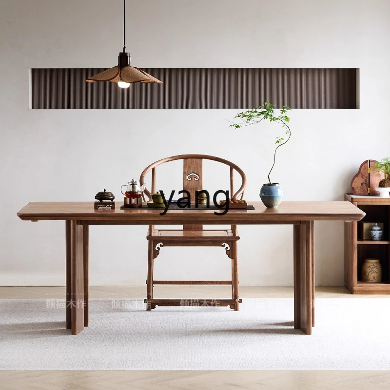 

YHM tea table full solid wood large board table dining table household rectangle