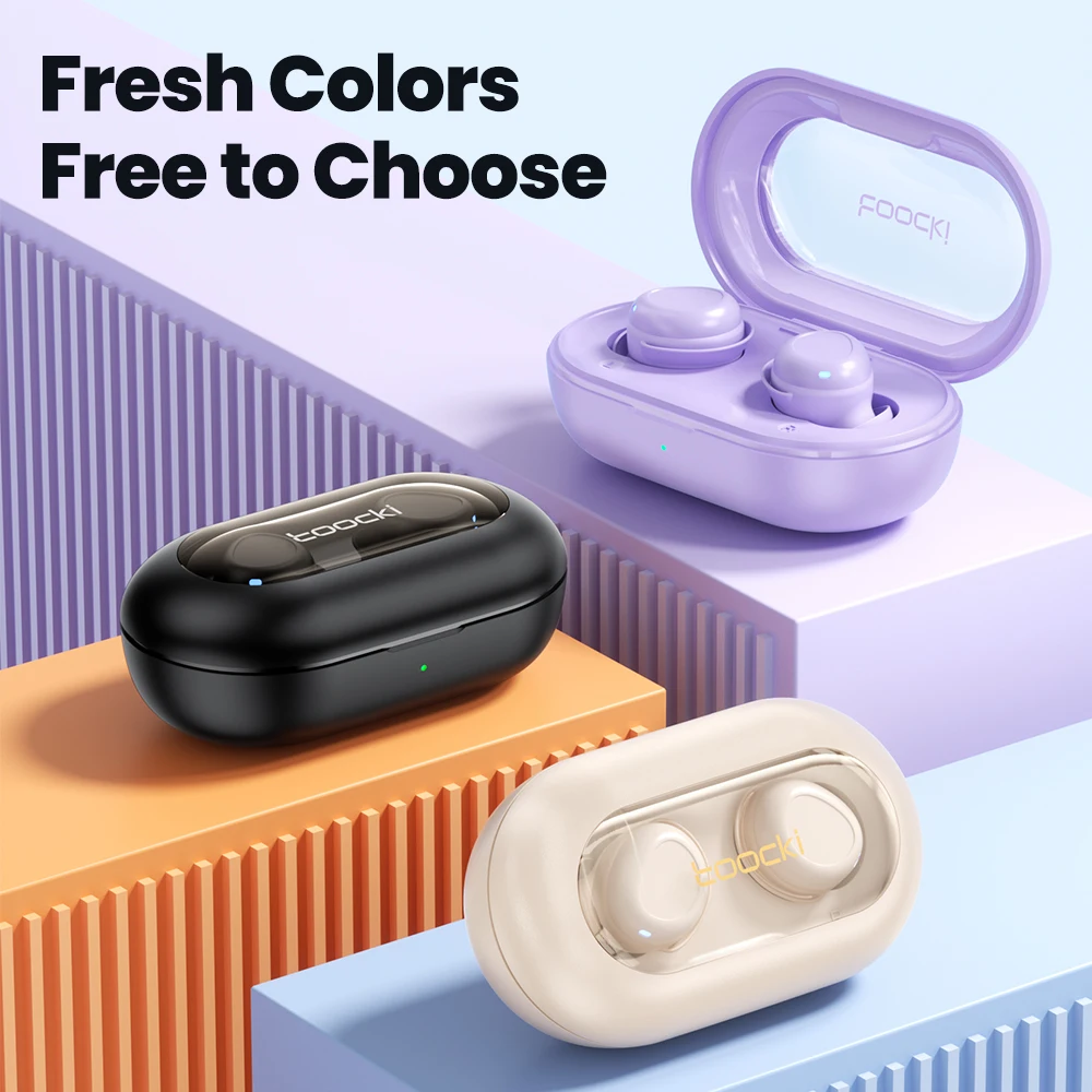Toocki fone de ouvido sem fio bluetooth 5.3 ipx4 à prova dwireless água controle toque mini enc fones sílica gel conforto para dormir