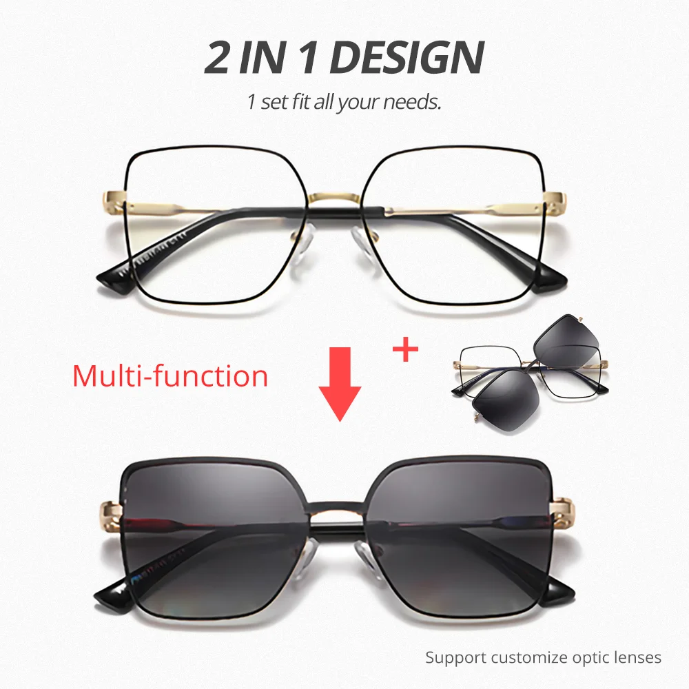 Multi-function Magnetic Sunglasses Women Polarized Anti Blue Clip-on Eyeglass Frames Women's Glasses Frames Female 2025 Eyepiece