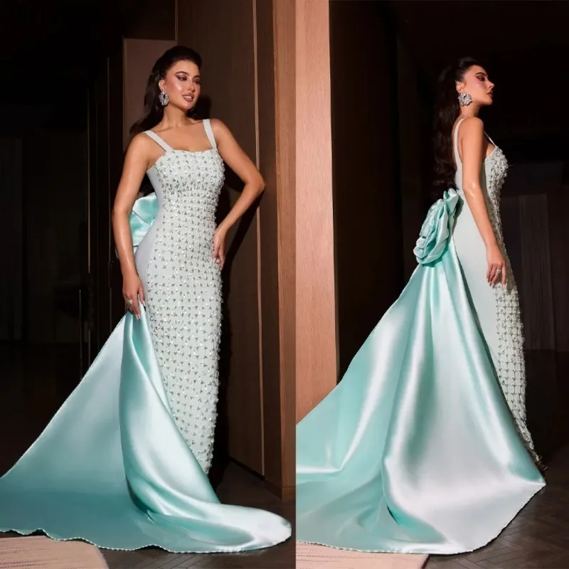 

Elegant Mermaid Evening Dress Backless Beading Sleeveless Party Gown Vestidos de noche Ball Gown Vestdos De Fiesta Customized