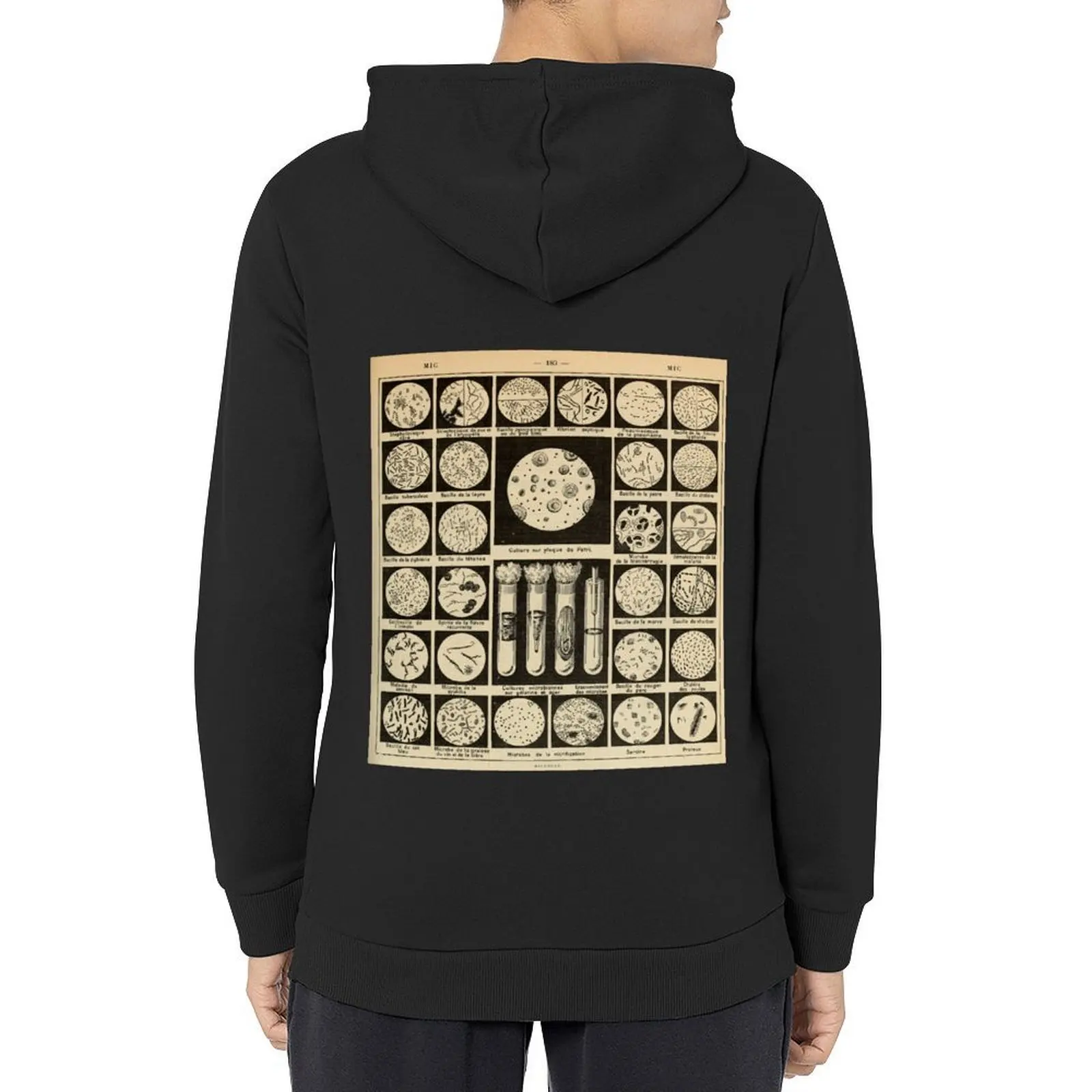 Sudadera con capucha de estilo japonés para hombre, ropa de otoño con gráfico, cultura de bacterias, vintage, diario de ciencias francesas