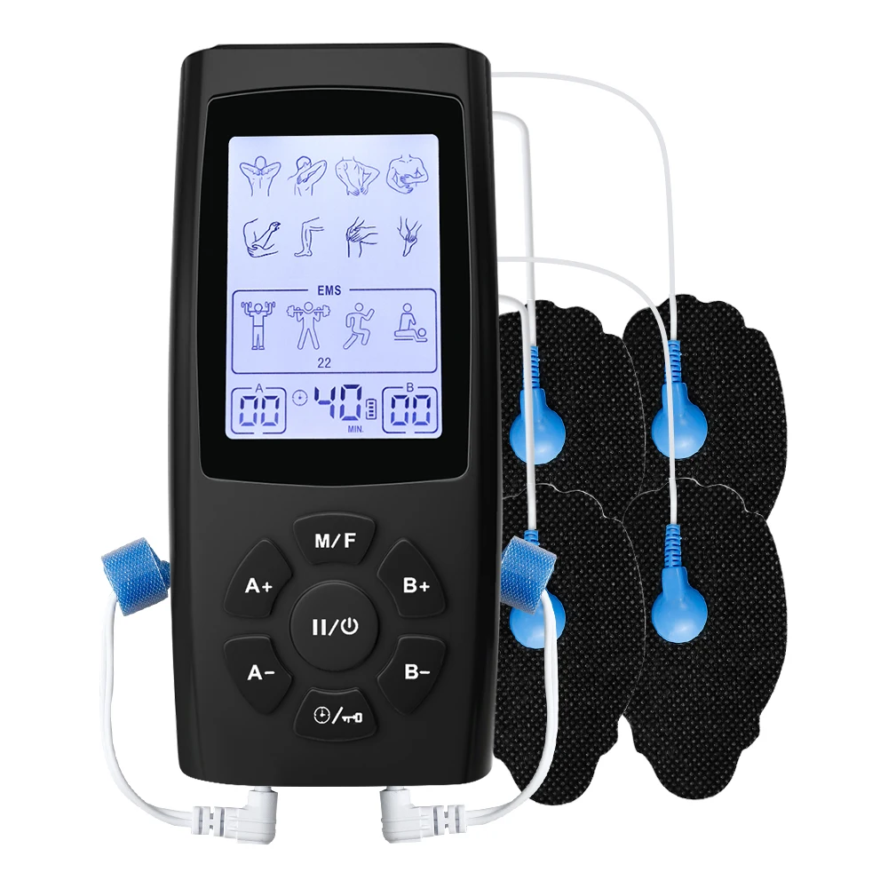 Elektrische Muskelstimulation EMS Akupunktur Physiotherapie Körpermassagegerät Doppelkanal 28 Modi 40 Stufen TENS Myostimulator
