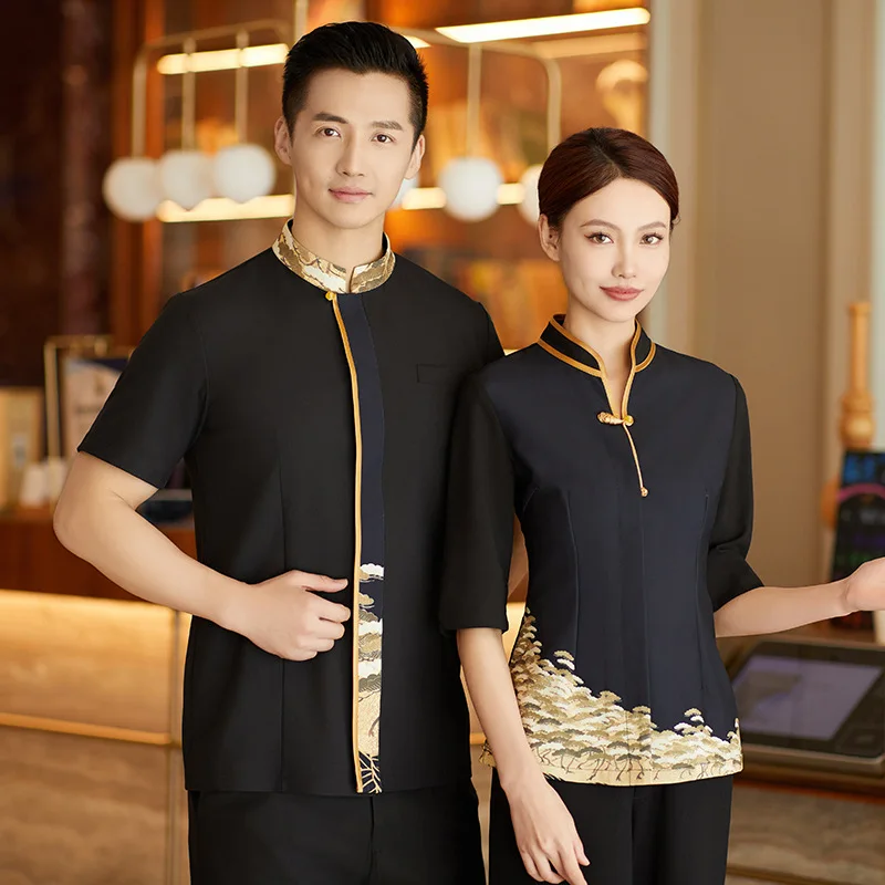 

Летняя униформа для официантов отелей и ресторанов: женская одежда с коротким рукавом для персонала в холле и столовой