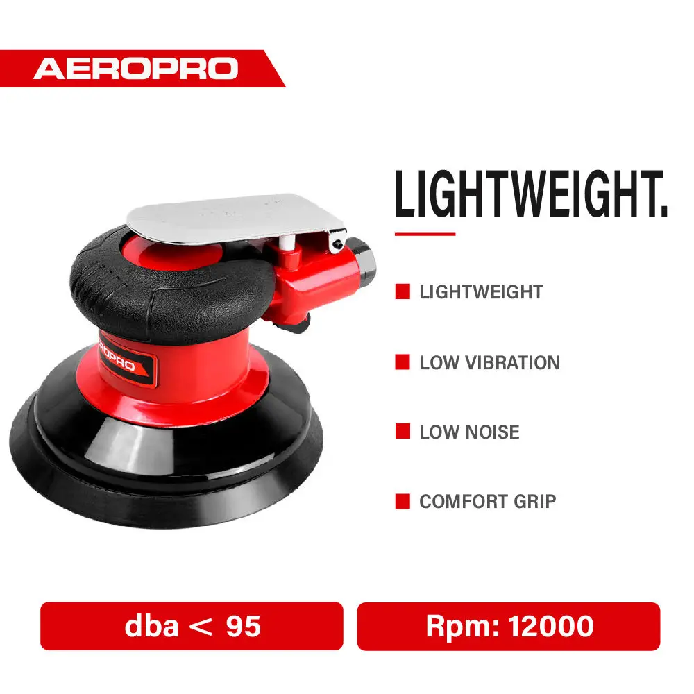 AEROPRO AP7335 5 Inch Air Palm Sander 12000RPM 5mm Orbit Dual Action Polisher for Auto Detailing Furniture Metal Polishing