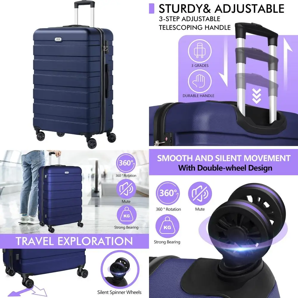 

Lightweight ABS Hardside Suitcase with 4 Universal Wheels, TSA Lock, Large 28 Inch, Dark Blue for Travel