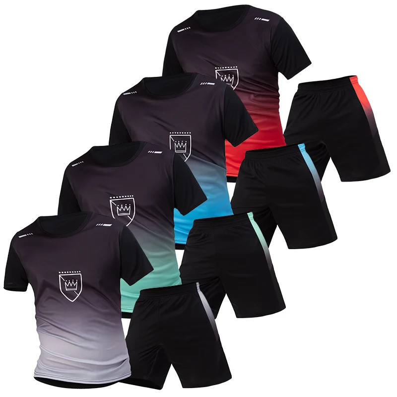 

2/4 шт. мужские летние модные шорты с короткими рукавами и принтом короны, повседневный комплект, удобная дышащая футболка, черные пляжные брюки с карманами