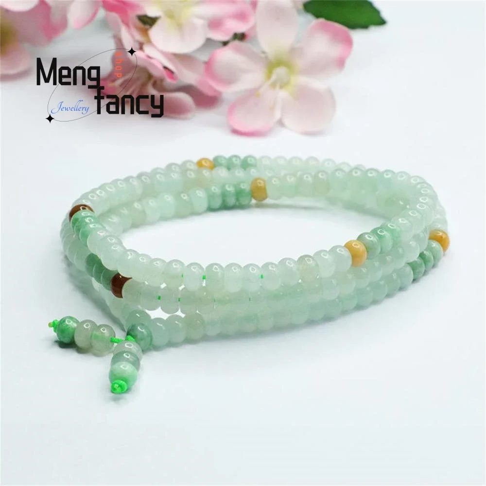 Natural Burmese Jadeite Necklace Abacus Bead Exquisite Elegant Simple High-grade Multi Loop Jade Stone Bracelet Fashion Jewelry