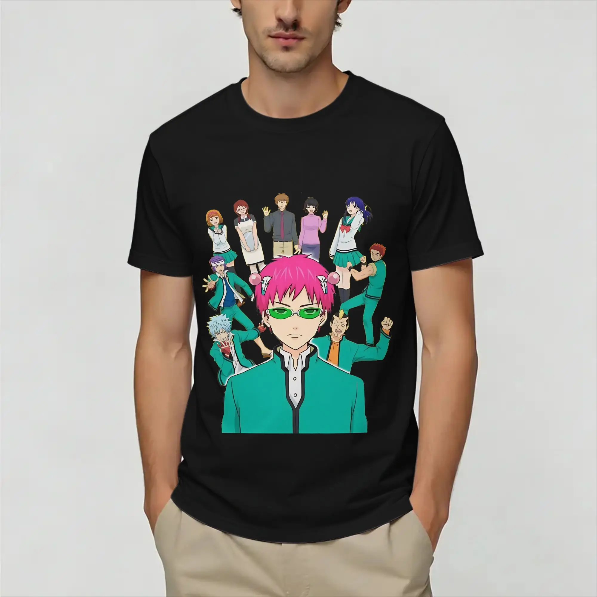 Harajuku T Shirt Summer The Disastrous Life of Saiki K  Fashion T Shirts Cotton Tshirt for Man Custom Logo Short Sleeve Top Tees