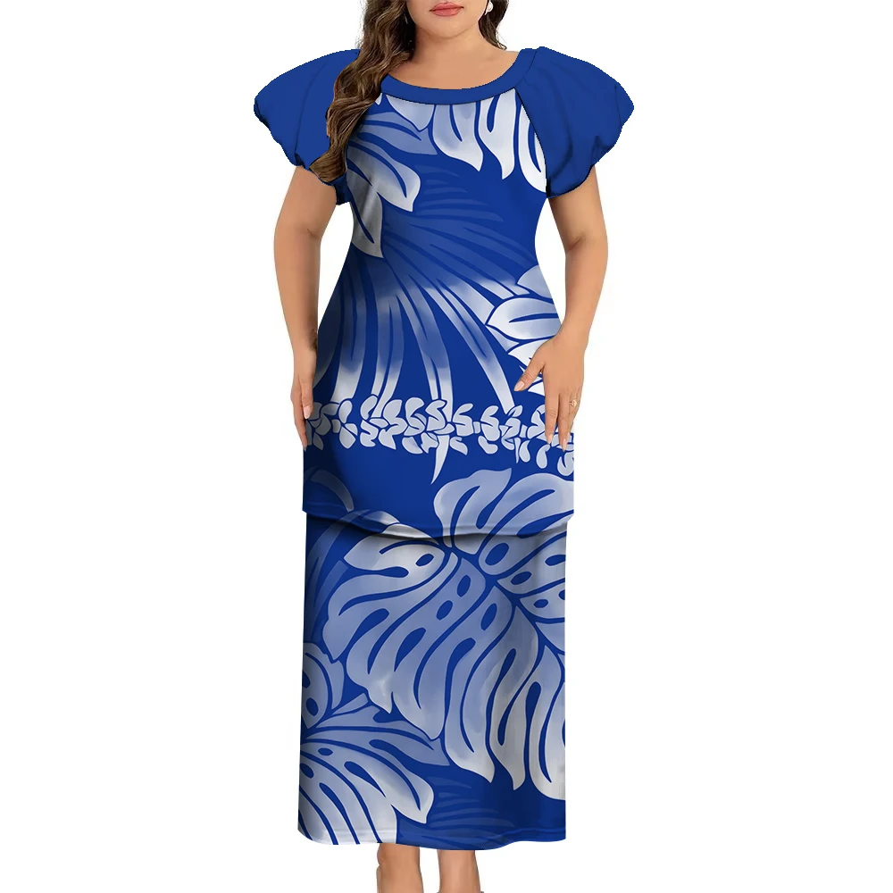 Casual Loose Crewneck Ladies Puletasi Dress Samoa Fiji Islands Art Print Custom Polynesian Tribal Ethnic Ladies Fashion Dress