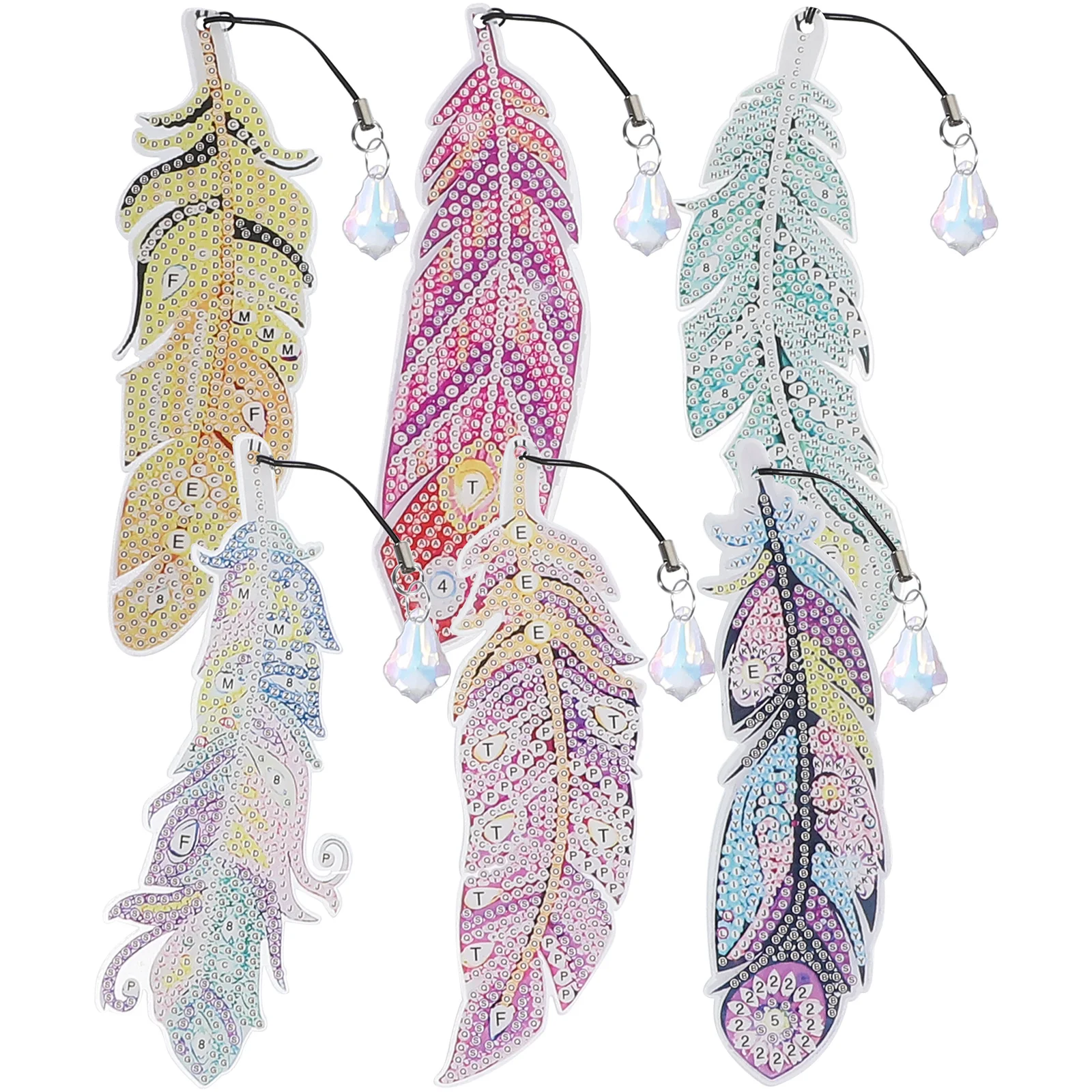 

1 Set Diy Diamonds Plume Shaped Bookmark Handmade Acrylic Unique Design Elegant Decoration Gift For Readers
