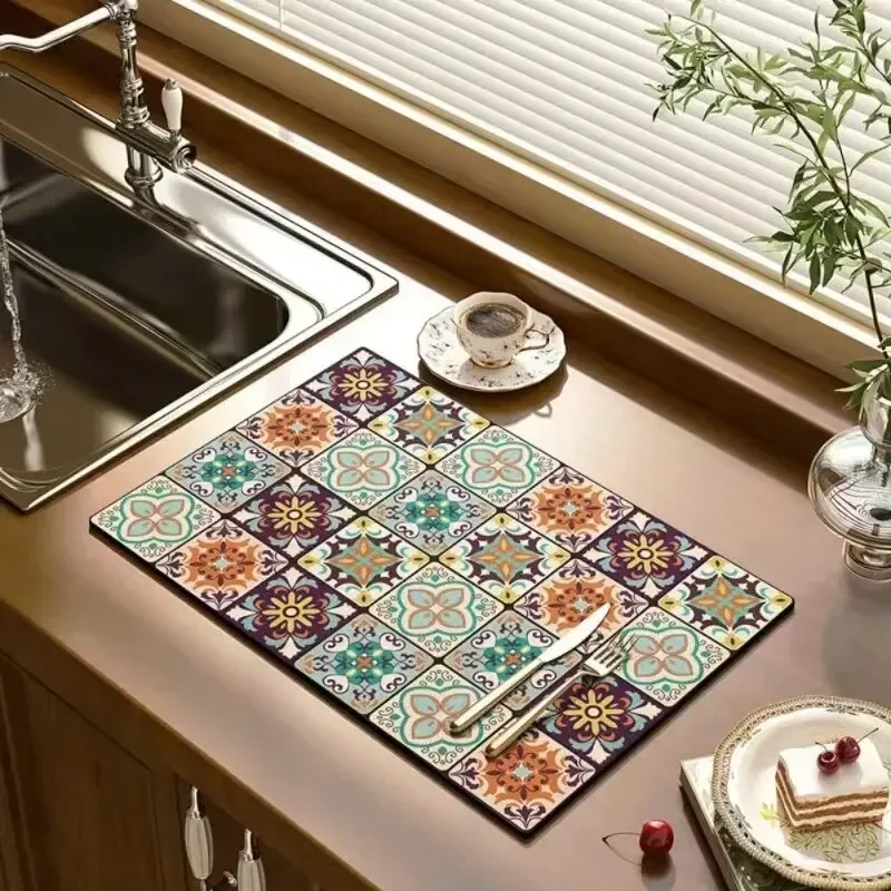 Kitchen Diatom Heat InsulationMat Absorbent Drainage Mat Kitchen Rug Coffee Cups Bottles Tableware Mats