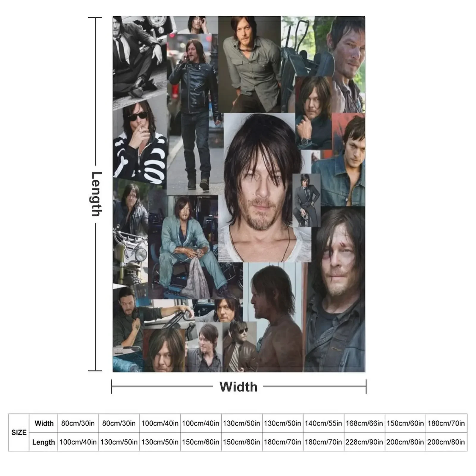 Norman Reedus Fan Made Assorted Random Photo Collage Throw Blanket couch cozy soft plush fuzzy picnic outdoor blanket