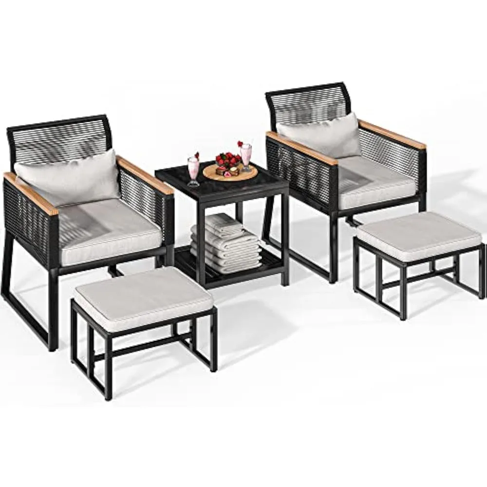 

5-Piece Patio Furniture Sets Wicker Furniture Set, Outdoor Conversation Sectional with Ottoman for Backyard Poolside, Garden