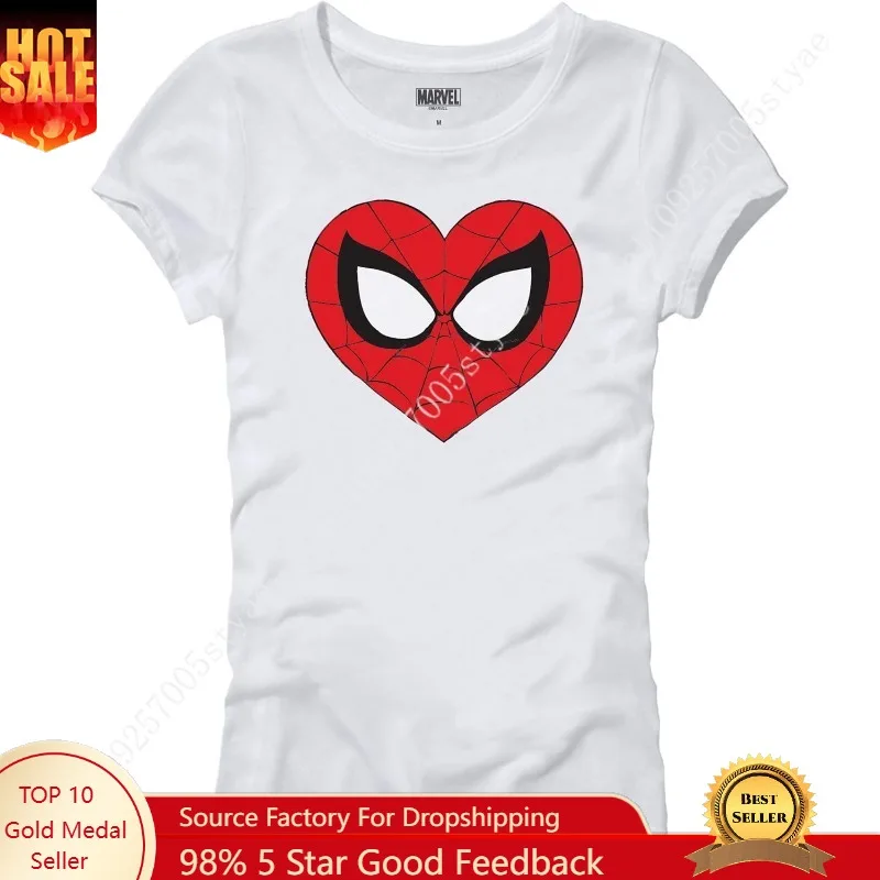 

Marvel Spider-Man Face Mask Heart Logo Symbol Womens Juniors T-Shirt