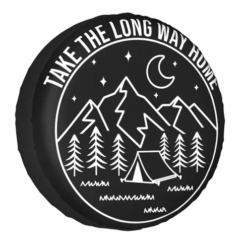 Camper Outdoor Tent Take The Long Way Home Pokrowiec na koło zapasowe do Honda CRV Jeep RV SUV Trailer Mountain Camping Wheel Protector