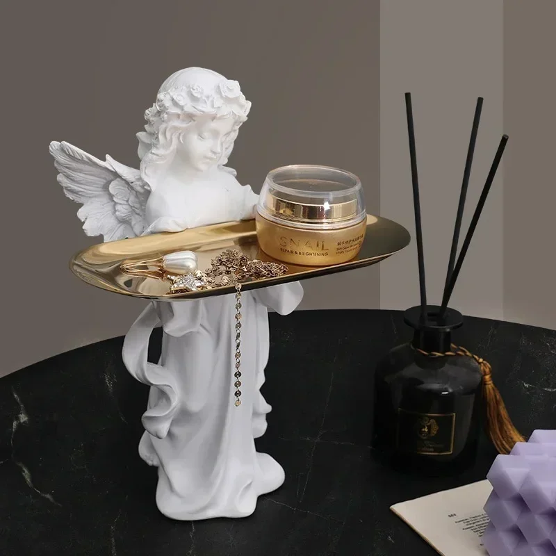 

European prayer Angel goddess decoration tray sculpture art home living room decoration office decoration