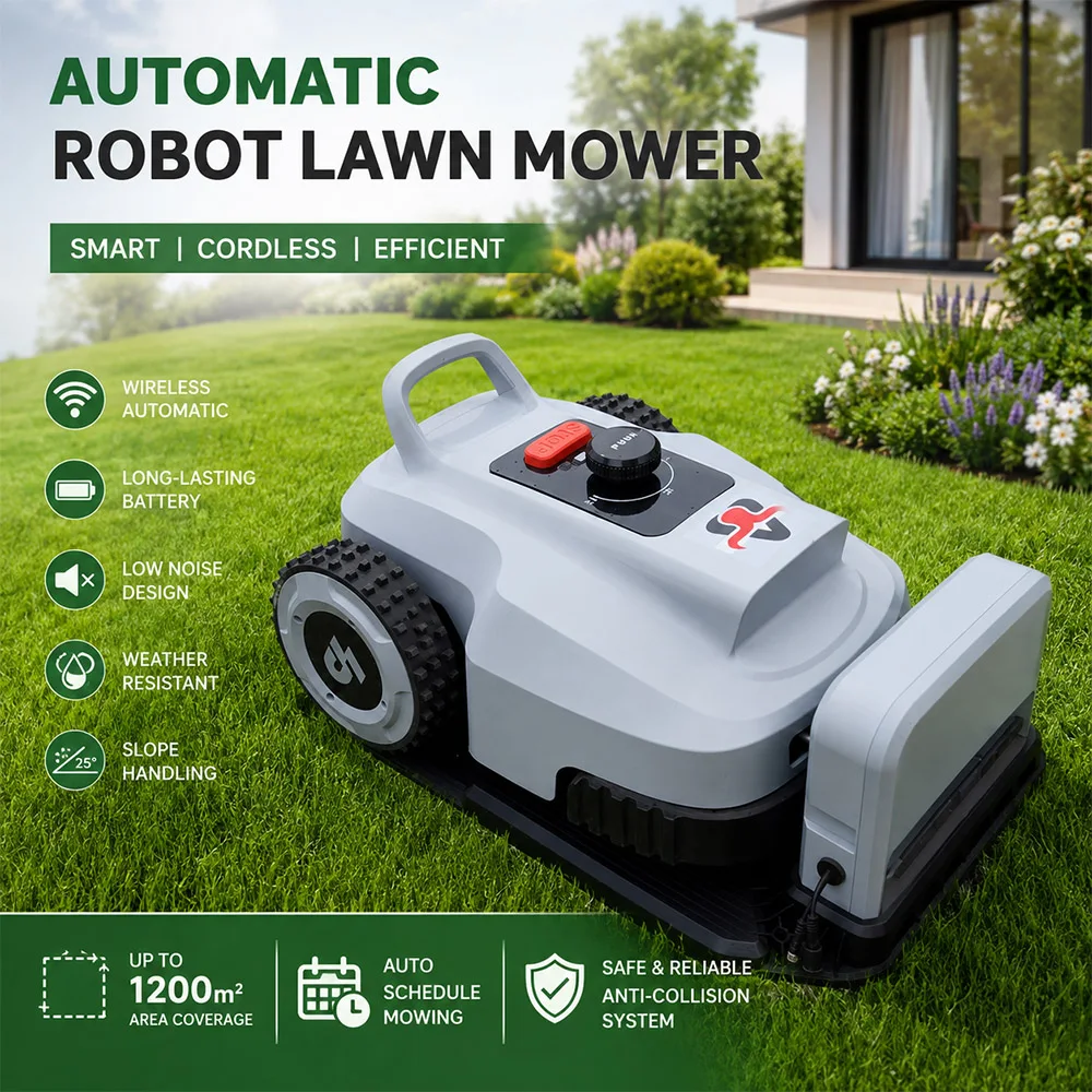 Beliebter automatischer Roboter-Rasenmäher 1500 ㎡ KI-gesteuerte Hindernisvermeidung, Echtzeit-Telefonüberwachung, Selbstaufladung, Gartenanpassung – Detail 1