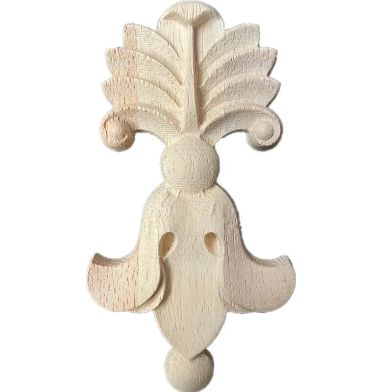 1PC Wood Carved Decal Corner Frame Doors Furniture Woodcarving Decorative Wooden Figurines Craft Long Applique Decoration 9x5cm