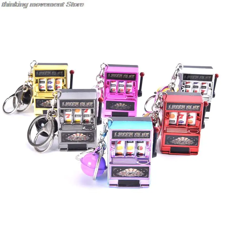 1pc Lucky Jackpot Mini Fruit Slot Machine Fun Birthday Keychain Gift Kids Educational Toy Coin Operated Games Gambling Machine