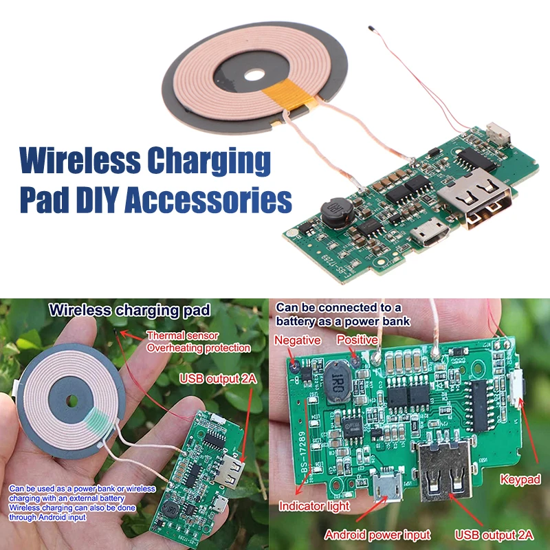 Módulo transmisor de cargador inalámbrico para teléfono móvil, Panel de carga, bobina de circuito, placa de cargador portátil, Banco de energía, accesorios DIY