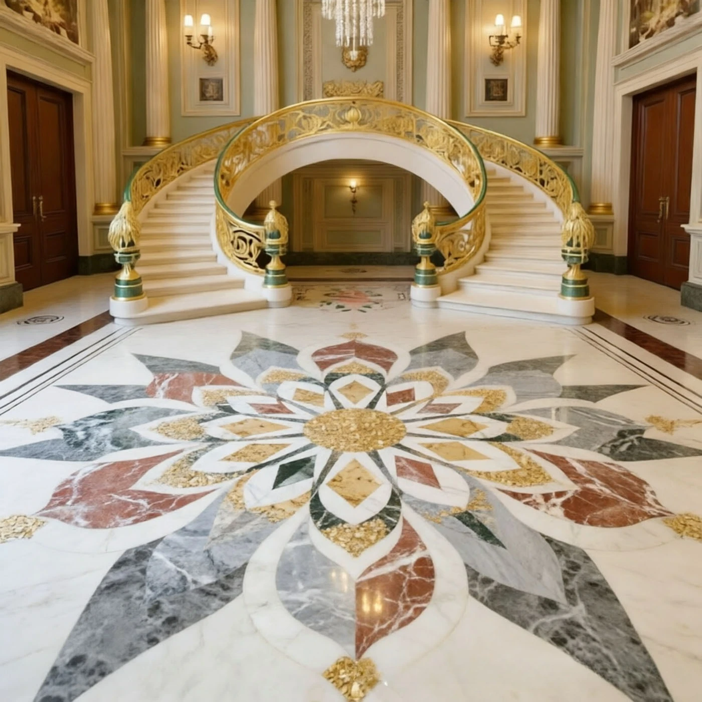 Waterjet Marble Tile Hotel Lobby Living Room Corridor Corridor Entrance Entrance Puzzle Art Rock Slab Ceramics