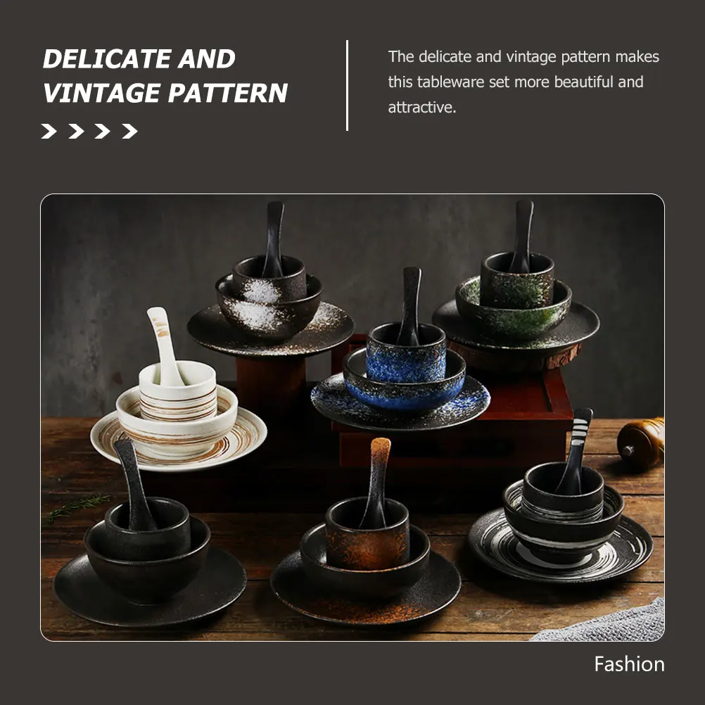 Juego de vajilla de cerámica de estilo japonés, plato de Sushi doméstico con diseño Vintage, juego de cucharas y tazas de té para uso doméstico en restaurante, 1 Juego