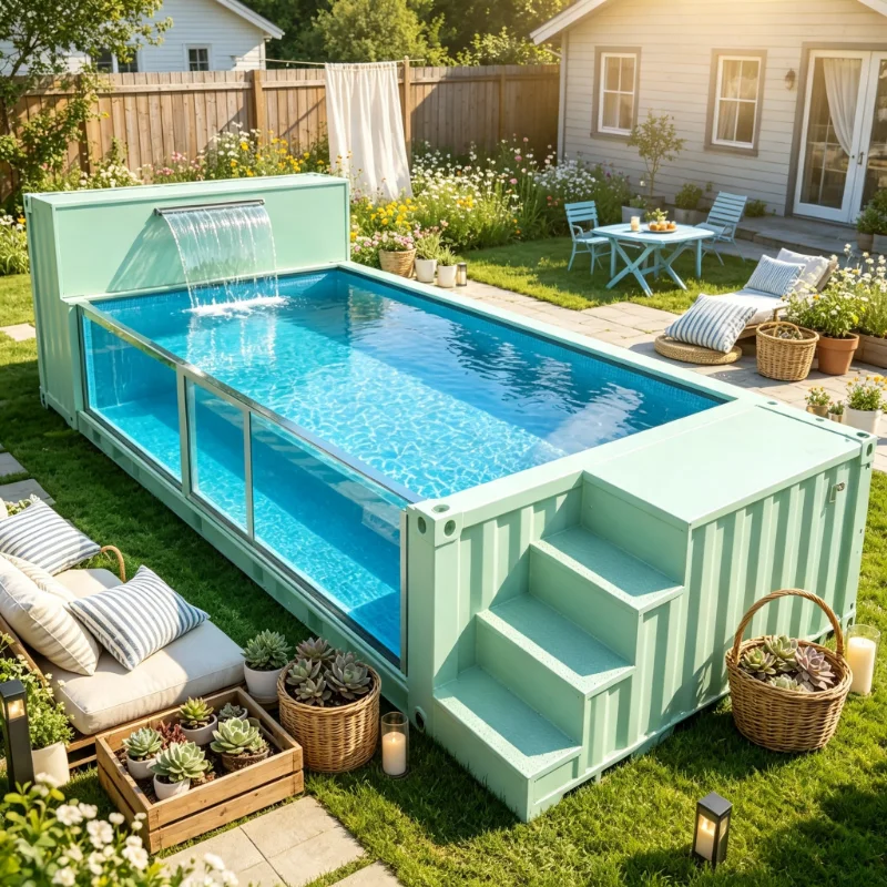 Factory Price Large Prefab Swimming Pool Modular Prefabricated Container Swimming Pool Outdoor Shipping Container Pool