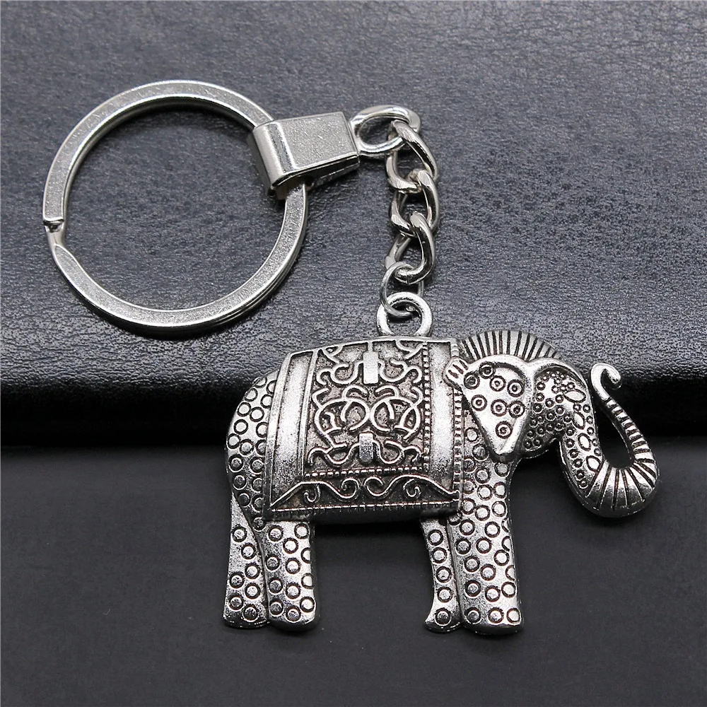 Dropshipping Souvenirs Gift Men Keychain 2 Colors 38x48mm Elephant Pendant Keyring