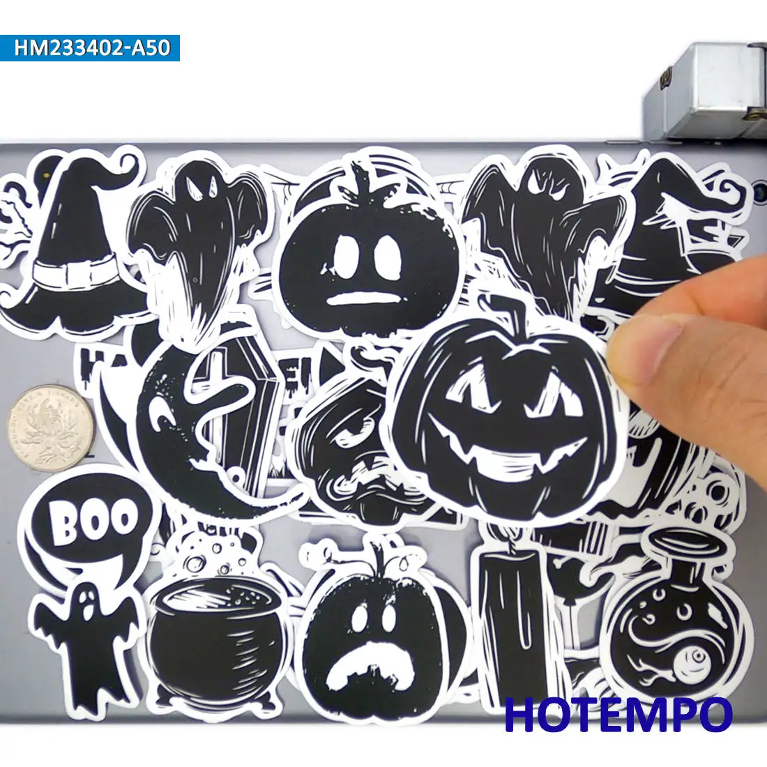 20/30/50PCS Funny Halloween Stickers Retro Fashion Black White Style Decals for Car Motorcycle Bike Luggage Laptop Phone Sticker