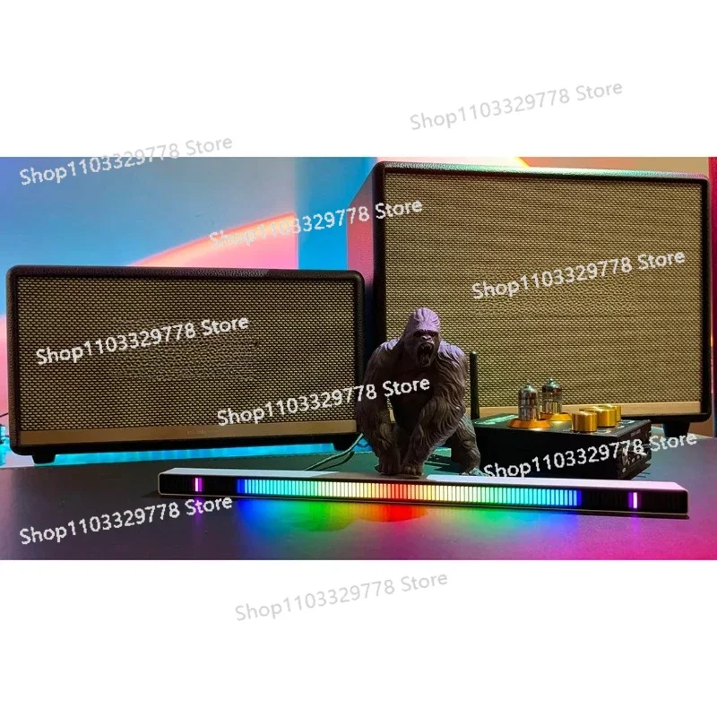 128-Bit RGB Car Atmosphere Music Level Light Stereo Voice-controlled Spectrum Analyzer Visualizer for Desktop Audio