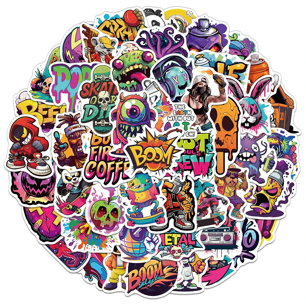 50PCS Creative Street Graffiti Personalized Stickers Phone Case Decoration DIY Notebook Water Cup Waterproof Stickers