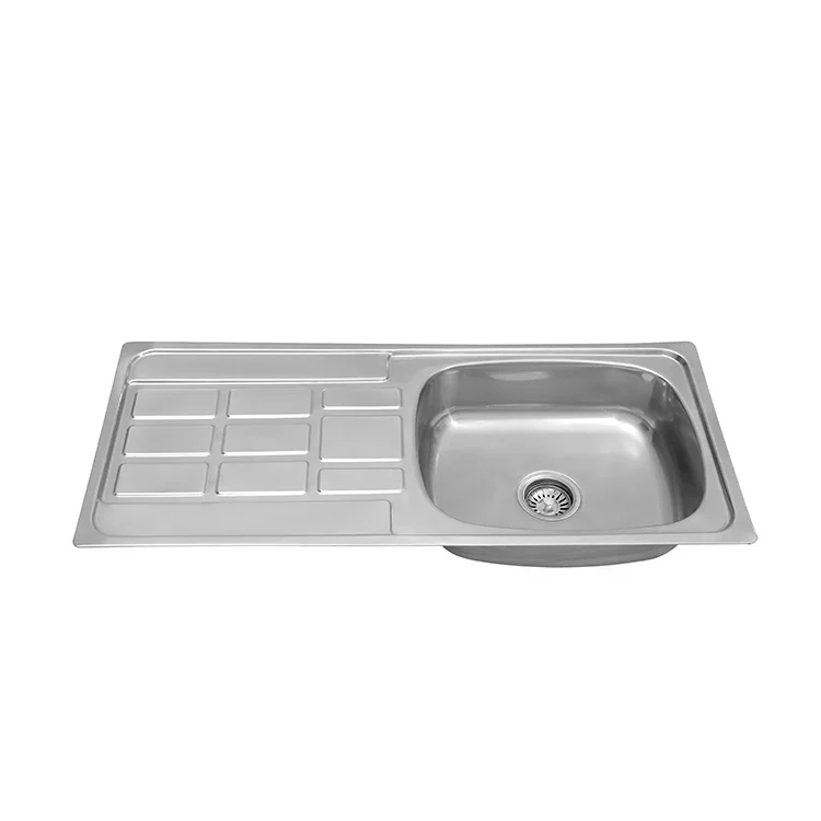 universal hand wash stainless steel single bowl kitchen sink with drain board