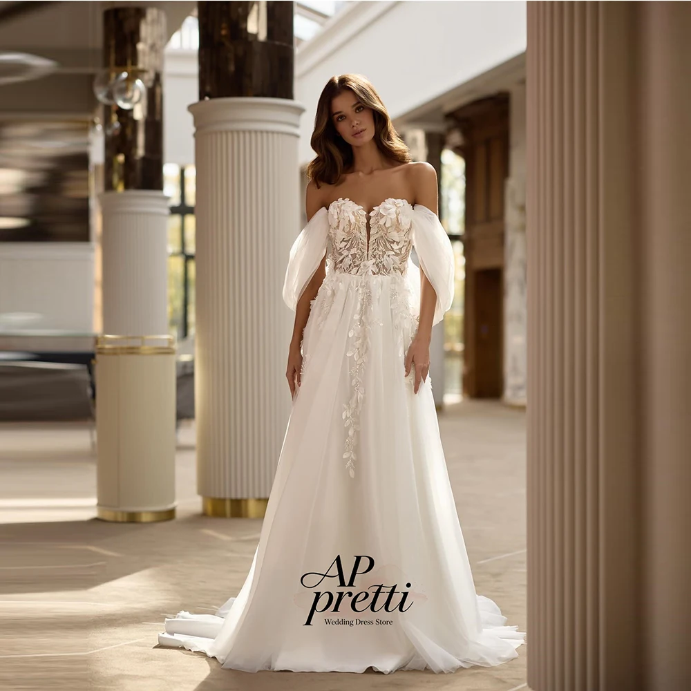 AP pretti Graceful Lace Wedding Dress Sweetheart Customized Sleeveless A-line Floor-Length Bridal Gown Vestidos De Novia 2026