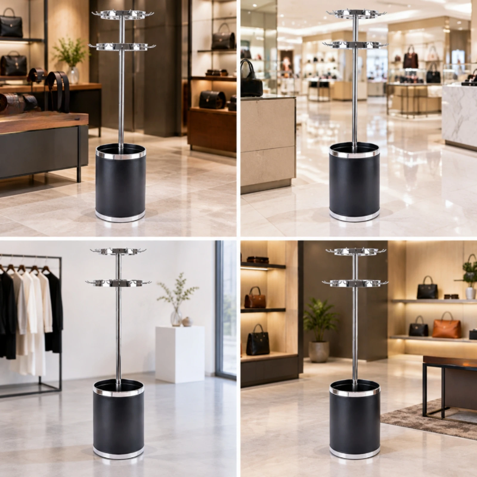 Display Rack Multi-Functional Freestanding Belt Display Rack with Two Circular Tiers for Retail Stores, Showrooms