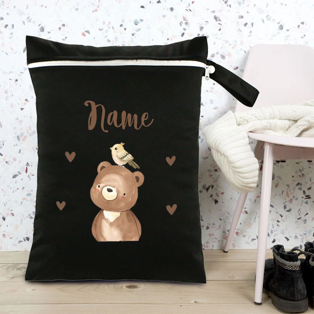 

Personalized Baby Diapers Bag Waterproof Dry Wet Nappy Bag Travel Outdoor Diaper Carry Pack with Zipper Pocket Handbag