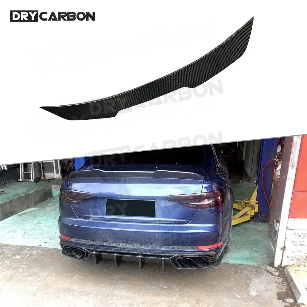 

For Audi A4 Sline Sport S4 Sedan B10 2019 2020 Dry Carbon Fiber Rear Spoiler FRP Boot Trunk Duck Trim Wings