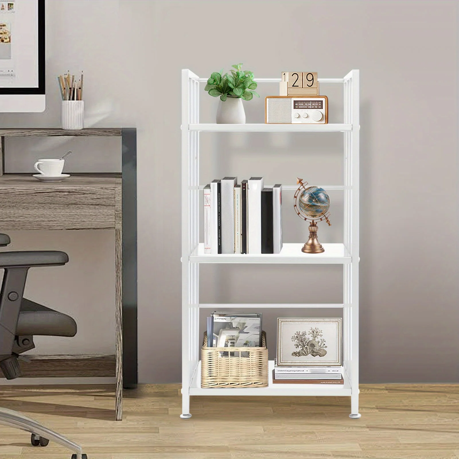 

[3-уровневая напольная книжная полка] 1 металлический 3-х уровневый книжный шкаф премиум-класса с открытой полкой - стеллаж для выставки товаров большой вместимости, легкий доступ