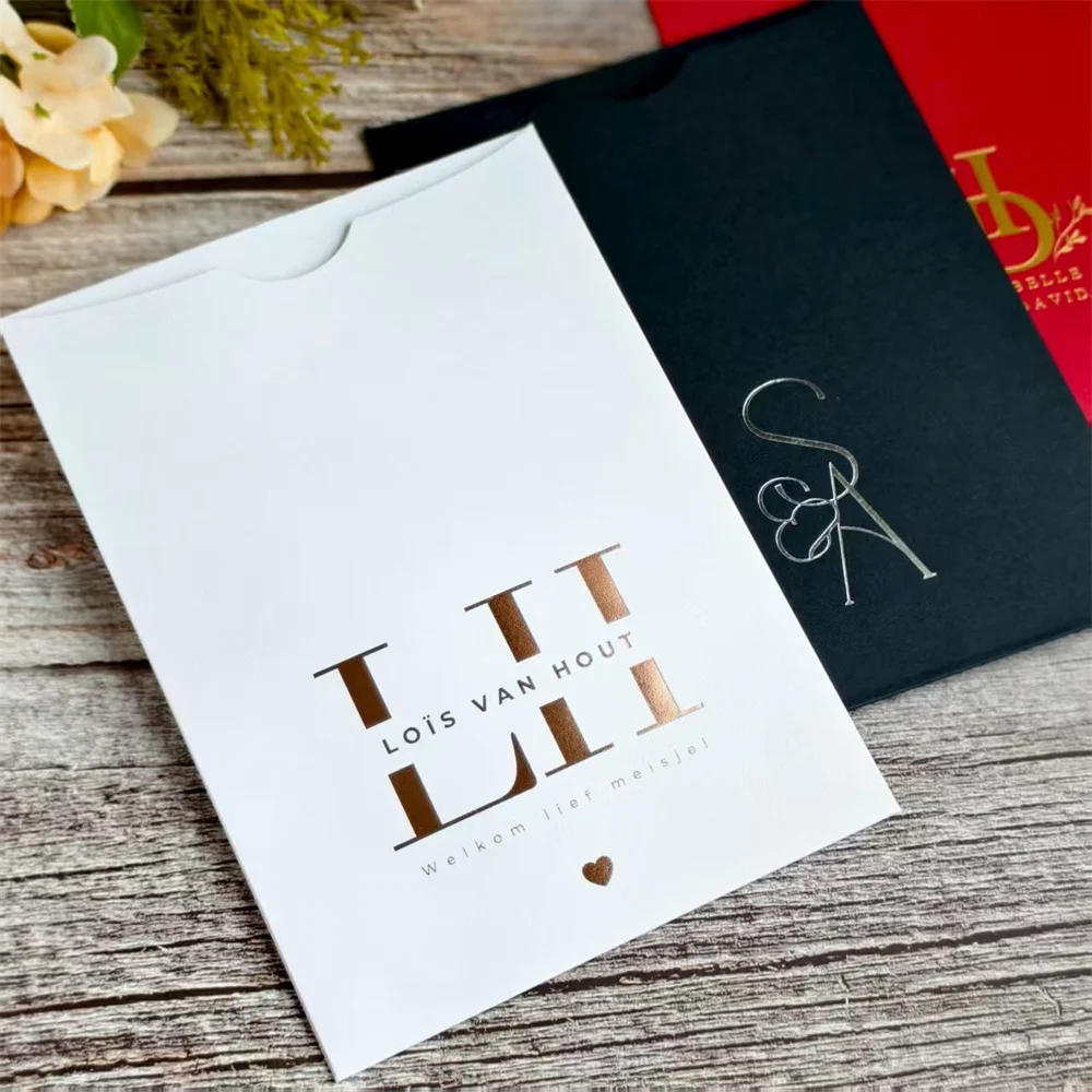 Personalized Wedding Invitation Envelope, Custom invite Pocket, Perfect for Bridal Shower Quinceañera Graduation Birthday 50pcs