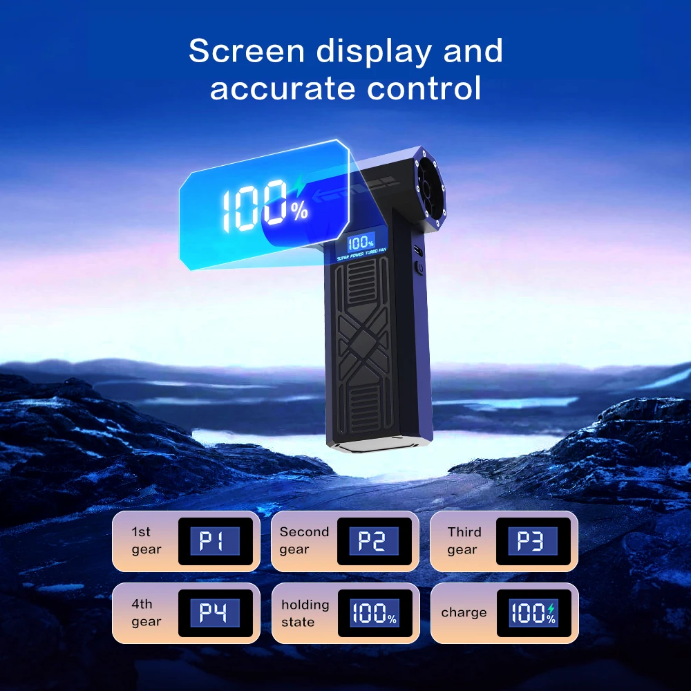 P80 منفاخ مروحة نفاثة 4 سرعات قابل للتعديل توربو مروحة نفاثة منفضة هواء كهربائية رقمية مع 5 فوهة المحمولة سيارة تنظيف منفاخ أداة
