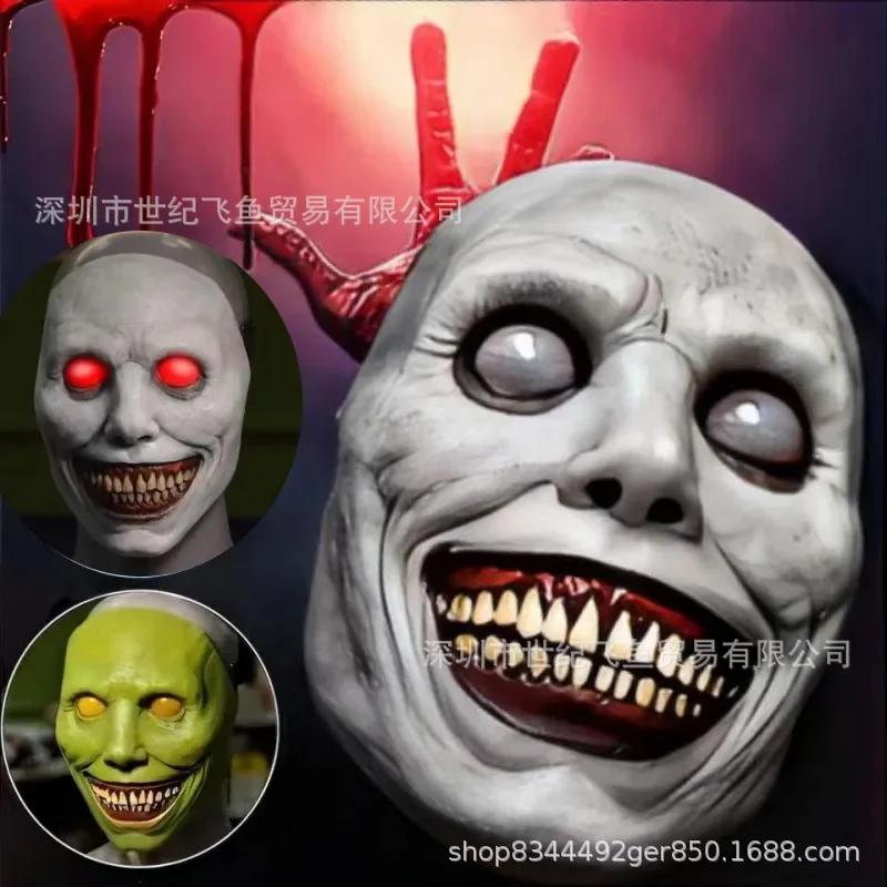 Practical Classic Exorcism Mask Demon Smile White Face White Eyes Scary Halloween Costume Grimace Prop Scary Costumes & Accessor