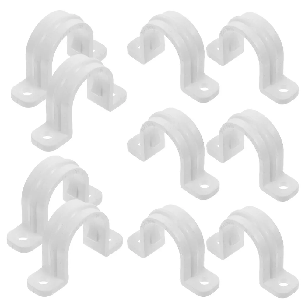 20Pcs PVC Tube Clamps Heavy Duty Pipe Strap Clips U Clamp Pipe Fixing Clamps for Plumbing Cable Hose Fastening Outdoor Indoor