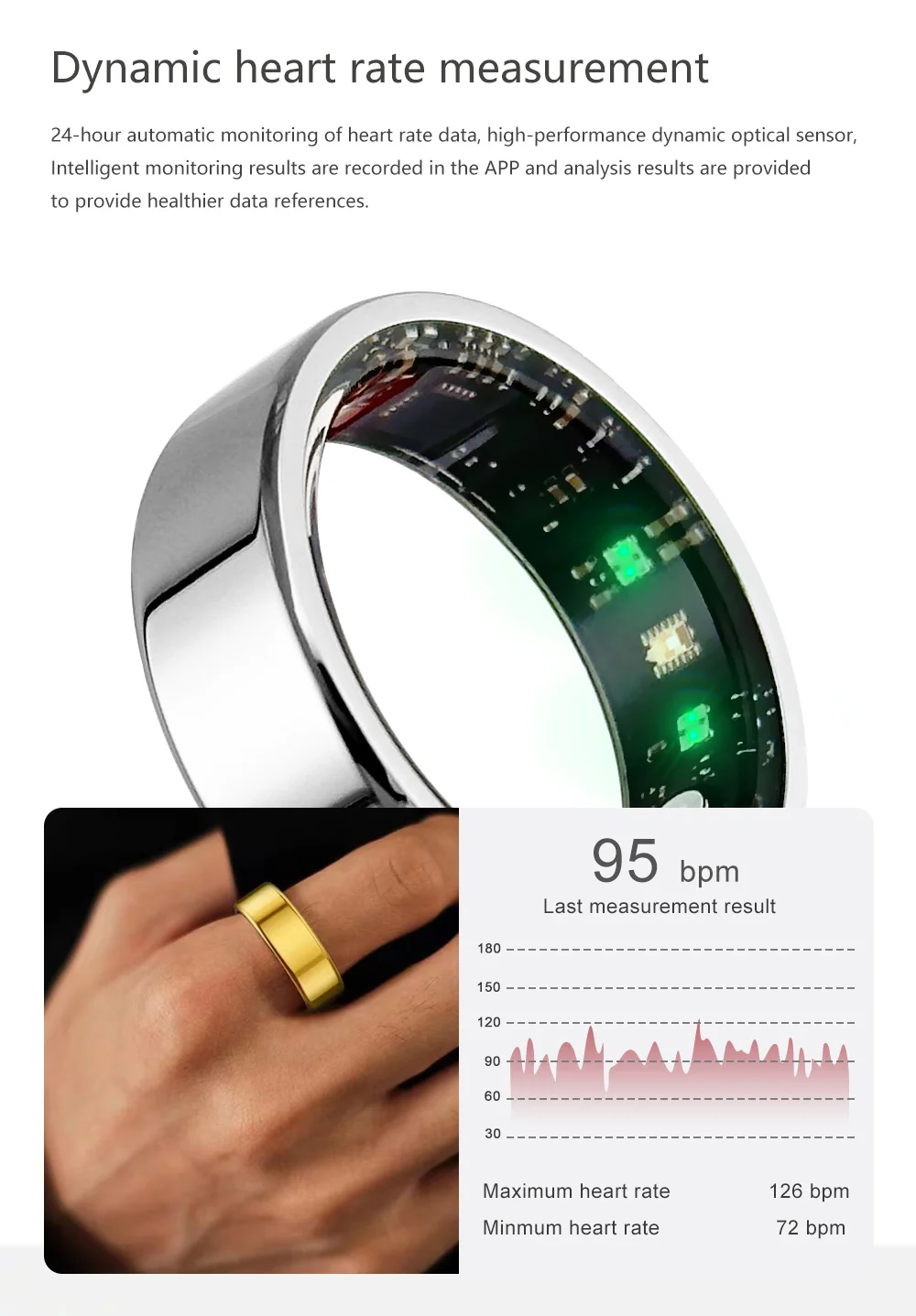 Anillo inteligente 2024 para hombres y mujeres, Monitor de ritmo cardíaco, oxígeno en sangre, salud del sueño, anillo deportivo para Fitness para Android IOS Android