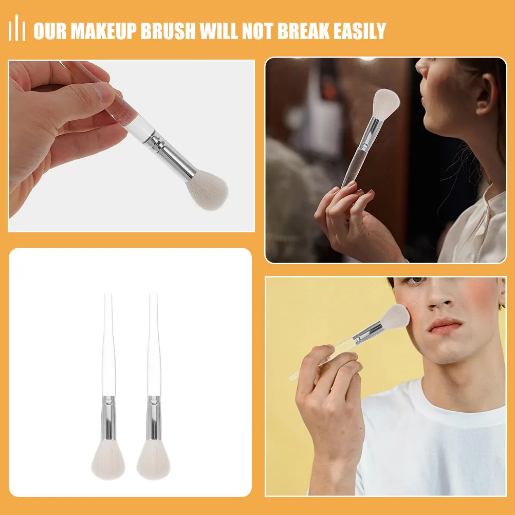 2Pcs Multi-Use Soft Bristle Makeup Brush Set for Blush Highlighter Nose Shadow Powder Application Travel Friendly Compact